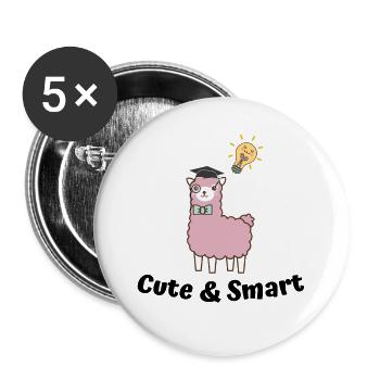 Süß und Schlau! Alpakas sind die besten! - Buttons groß 56 mm (5er Pack) - Weiß - Vorne