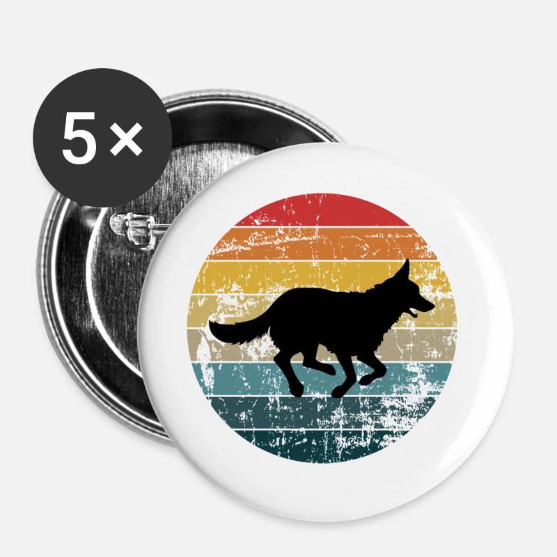 German Shepherd - Buttons large 2.2''/56 mm (5-pack) - white