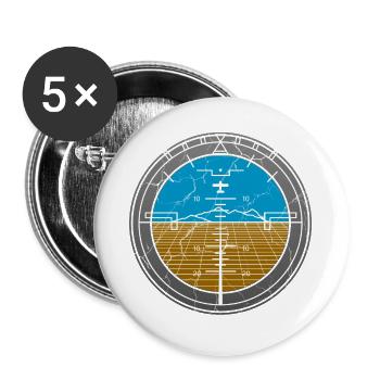 Flugzeug Instrument Pilot Flieger Vintage - Buttons groß 56 mm (5er Pack) - Weiß - Vorne