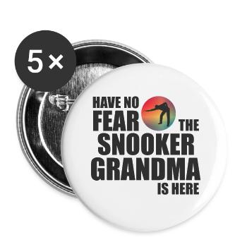 Die Snooker Oma - Buttons groß 56 mm (5er Pack) - Weiß - Vorne