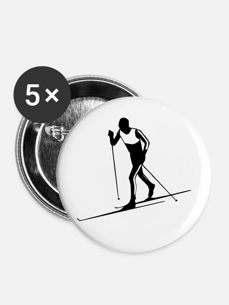 Langläufer - Buttons groß 56 mm (5er Pack) - Weiß