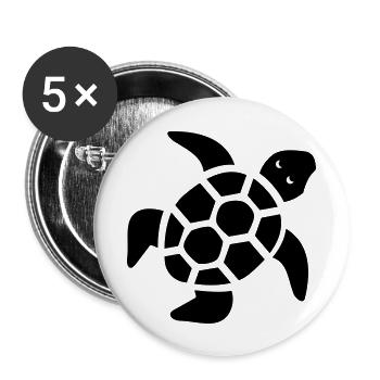 turtle Schildkröte - Buttons groß 56 mm (5er Pack) - Weiß - Vorne