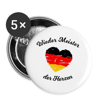 Fußball Deutscher Meister der Herzen - Buttons groß 56 mm (5er Pack) - Weiß - Vorne