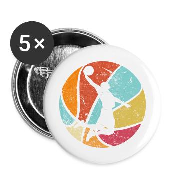 Basketball Spieler Basketballer Retro Dunk - Buttons groß 56 mm (5er Pack) - Weiß - Vorne