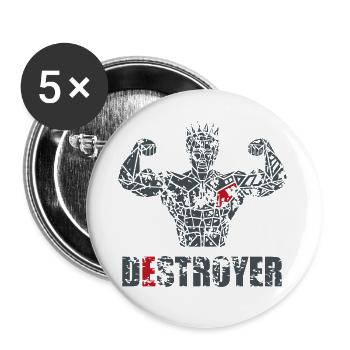 GYM Destroyer Vintage - Buttons groß 56 mm (5er Pack) - Weiß - Vorne