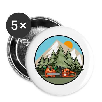 Tronçonneuse - Nature - Lot de 5 grands badges (56 mm) - blanc - Devant