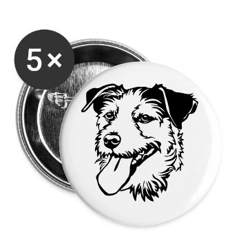 Parson Russel Terrier tête - Lot de 5 grands badges (56 mm) - blanc - Devant