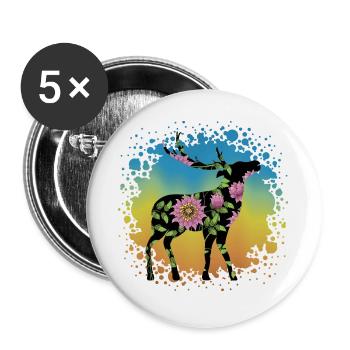 Hirsch - Buttons groß 56 mm (5er Pack) - Weiß - Vorne
