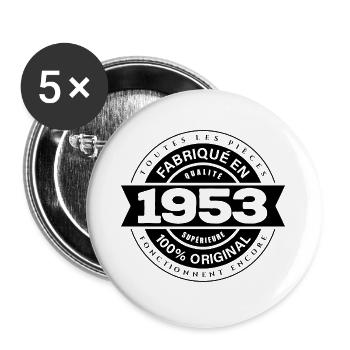 FABRIQUÉ EN 1953 - Lot de 5 grands badges (56 mm) - blanc - Devant