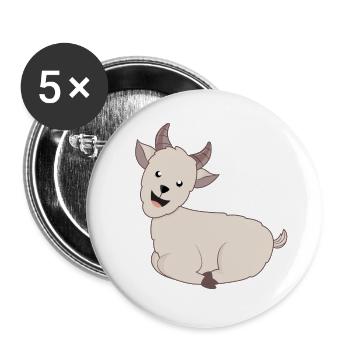 Ziege Ziegen Geiss - Buttons groß 56 mm (5er Pack) - Weiß - Vorne