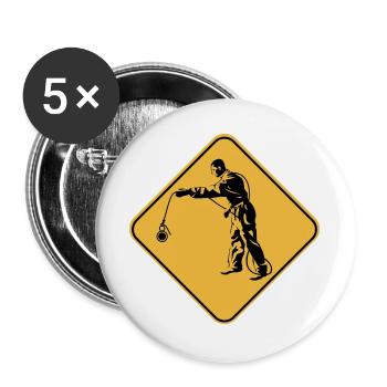 Aufmerksamkeitsschild-Pfirsich-Geschenk-Idee - Buttons groß 56 mm (5er Pack) - Weiß - Vorne