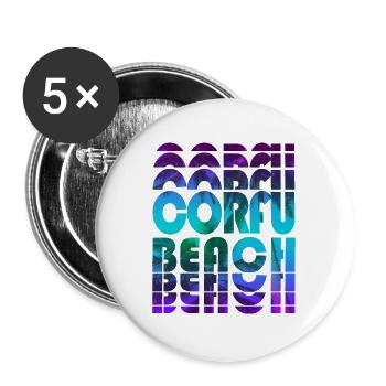 Korfu Beach Palmen Design / Griechenland - Buttons groß 56 mm (5er Pack) - Weiß - Vorne