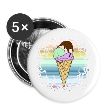 Eis - Buttons groß 56 mm (5er Pack) - Weiß - Vorne