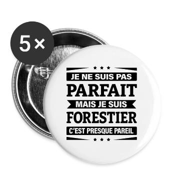 JE SUIS FORESTIER - Lot de 5 grands badges (56 mm) - blanc - Devant