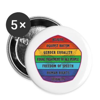 Rainbow Anti Racism, Freedom of Expression, Demo - Buttons large 2.2''/56 mm (5-pack) - white - Front