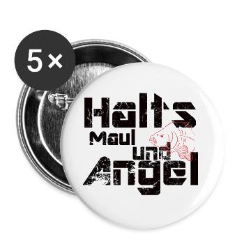 Angel Design lustig Halts maul und angel - Buttons groß 56 mm (5er Pack) - Weiß - Vorne