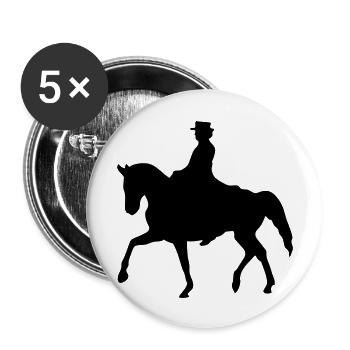 Pferd Reiten Reiten Schatten - Buttons groß 56 mm (5er Pack) - Weiß - Vorne