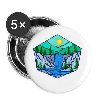 Natur Wasserfall Umwelt Bäume - Buttons groß 56 mm (5er Pack) - Weiß - Vorne