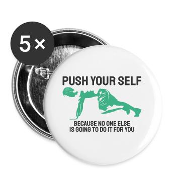 Funny Gym Motivational Quote Lettering Typography - Buttons large 2.2''/56 mm (5-pack) - white - Front