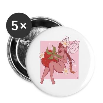 La framboise avec des fleurs est portée par l'elfe de fée - Lot de 5 grands badges (56 mm) - blanc - Devant