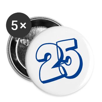 25 ème anniversaire - Lot de 5 grands badges (56 mm) - blanc - Devant