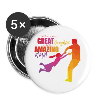 Father and daughter - Buttons large 2.2''/56 mm (5-pack) - white - Front