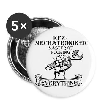 KFZ Mechatroniker - Buttons groß 56 mm (5er Pack) - Weiß - Vorne
