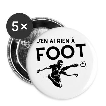 J'en ai rien à foot - Lot de 5 grands badges (56 mm) - blanc - Devant