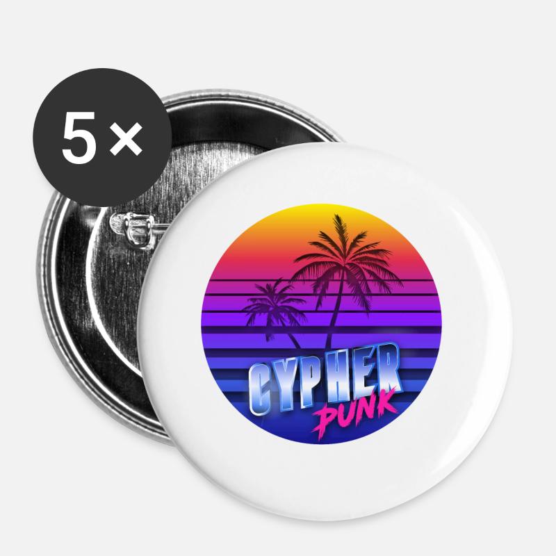 Cypherpunk - Buttons large 2.2''/56 mm (5-pack) - white
