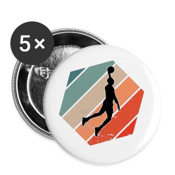 Retro Basketball Motif Basketball Club Gift - Buttons large 2.2''/56 mm (5-pack) - white - Front