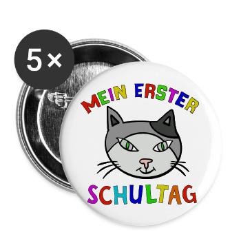 Erster Schultag - Buttons groß 56 mm (5er Pack) - Weiß - Vorne