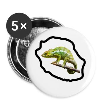 Chameleon vert sur branche - Lot de 5 grands badges (56 mm) - blanc - Devant