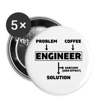 Problem Coffee Engineer Ingenieur Maschinenbau - Buttons groß 56 mm (5er Pack) - Weiß - Vorne