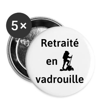 retraité en vadrouille randonnée randonneur - Lot de 5 grands badges (56 mm) - blanc - Devant
