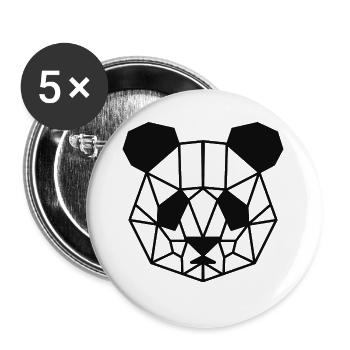 Ours panda géométrique - Lot de 5 grands badges (56 mm) - blanc - Devant