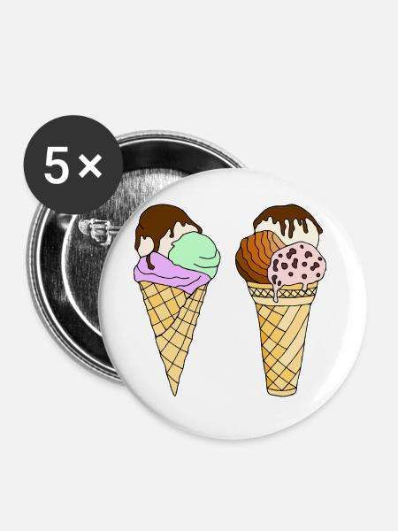Eis - Buttons groß 56 mm (5er Pack) - Weiß