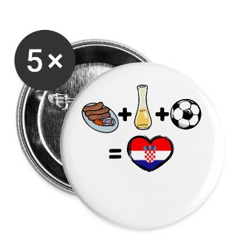 Flagge Fussball Herz Kroatien - Buttons groß 56 mm (5er Pack) - Weiß - Vorne