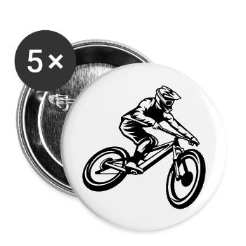 Mountain Bike Biker Bicycle Downhill - Buttons large 2.2''/56 mm (5-pack) - white - Front