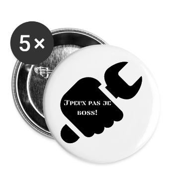 J’peux pas je travaille  - Lot de 5 grands badges (56 mm) - blanc - Devant