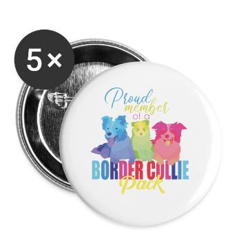 Border Collie - Buttons large 2.2''/56 mm (5-pack) - white - Front