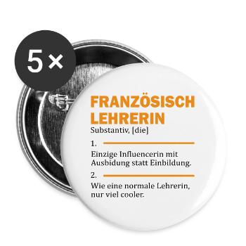 Französisch lehrerin Lehrer Geschenk Schule - Buttons groß 56 mm (5er Pack) - Weiß - Vorne