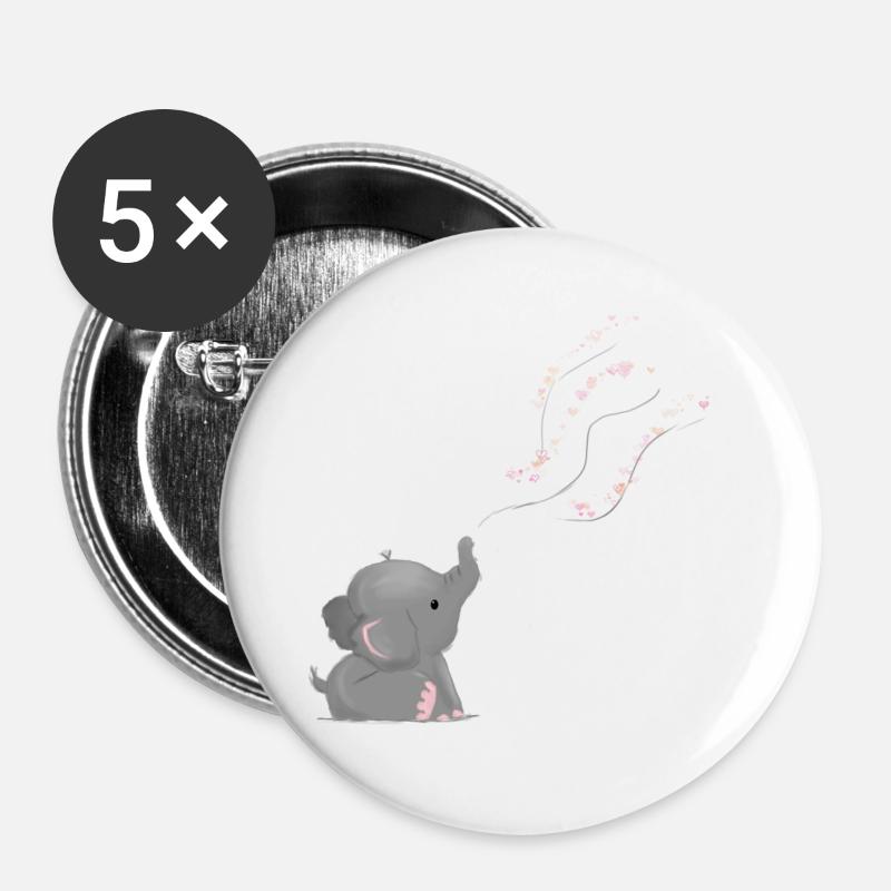 Elephant - Buttons large 2.2''/56 mm (5-pack) - white