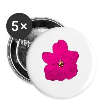 Rosa Blume künstlerisches Motiv - Buttons groß 56 mm (5er Pack) - Weiß - Vorne
