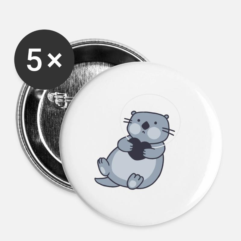 Astronauts Otter in space - Buttons large 2.2''/56 mm (5-pack) - white