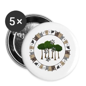 Dogs and nature - Buttons large 2.2''/56 mm (5-pack) - white - Front