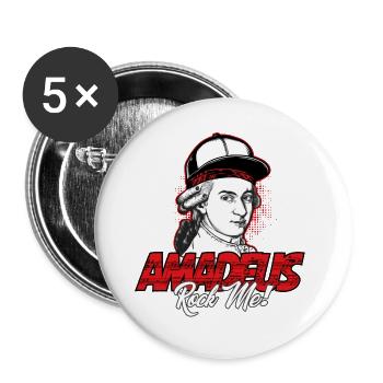 Amadeus Rock Me | Wolfgang Amadeus Mozart Classical - Buttons large 2.2''/56 mm (5-pack) - white - Front