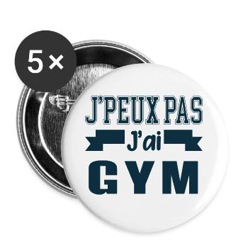 Je peux pas j'ai gym - Lot de 5 grands badges (56 mm) - blanc - Devant