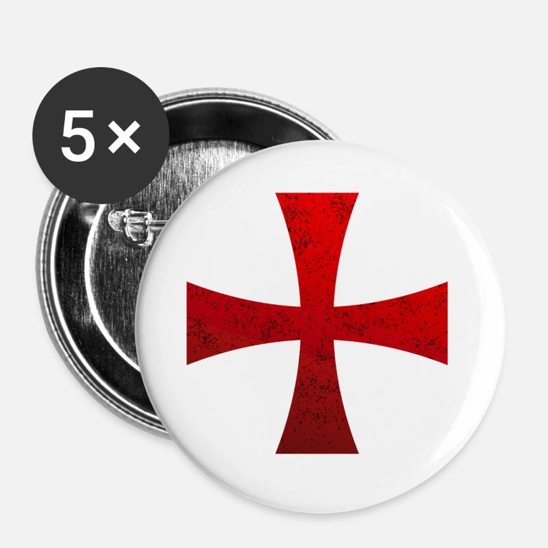 Knights Templar Crusader Knights Templar - Buttons large 2.2''/56 mm (5-pack) - white