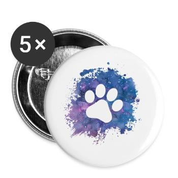 Empreinte de pattes de chien Pattes Galaxy propriétaire de chien - Lot de 5 grands badges (56 mm) - blanc - Devant