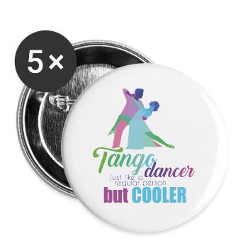 Tango Dance Dance Teacher Dancer - Buttons large 2.2''/56 mm (5-pack) - white - Front